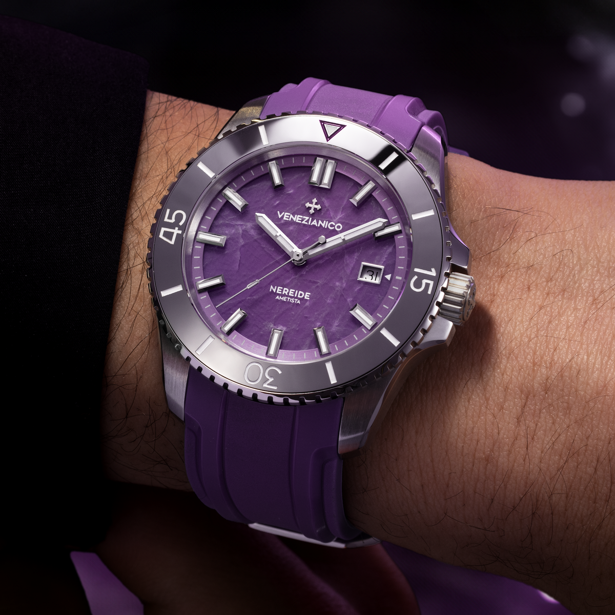 Venezianico Nereide Ametista Amethyst Dial Diver 200m Watch