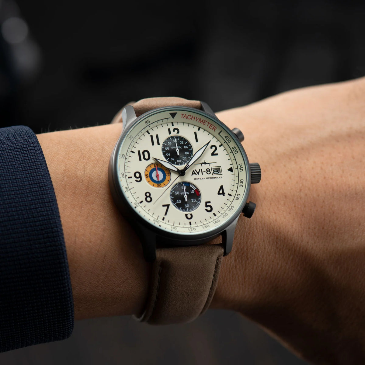 AVI-8 Hawker Hurricane Classic Chronograph Beige Watch, view 2