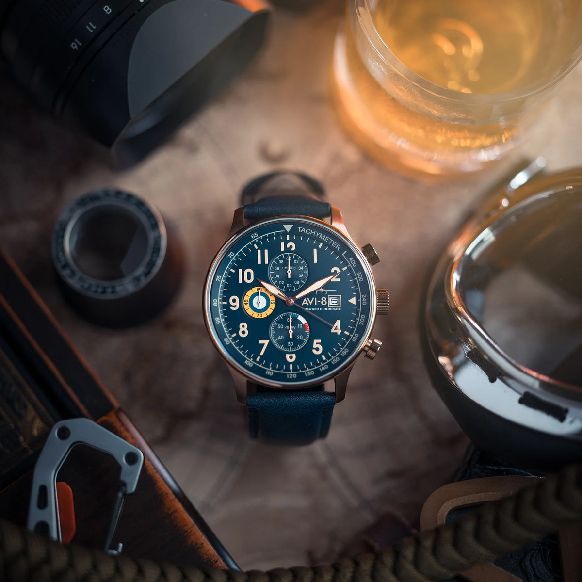 AVI-8 Hawker Hurricane Men's Blue Gold Chronograph Watch, view 2