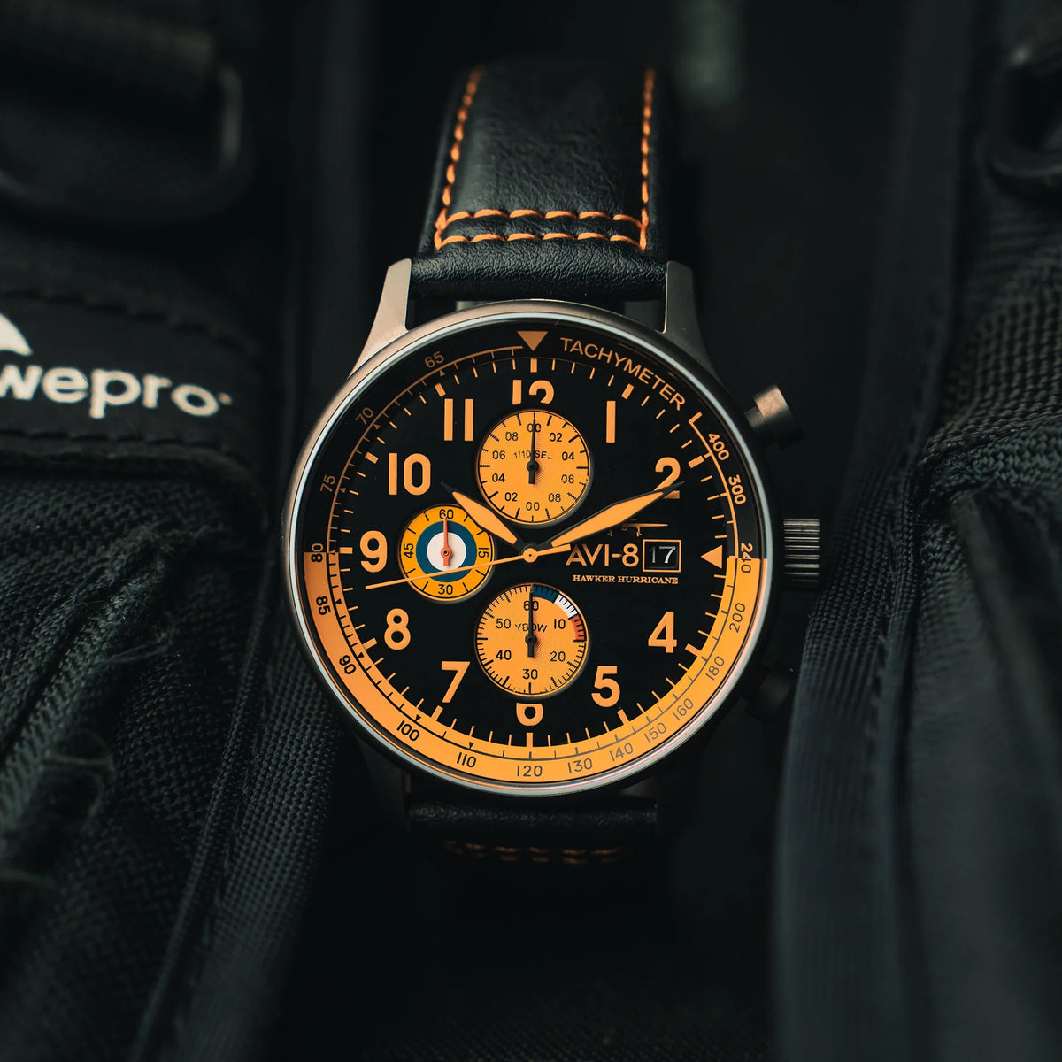 AVI-8 Hawker Hurricane Men's Black Gun Chronograph Watch, view 2