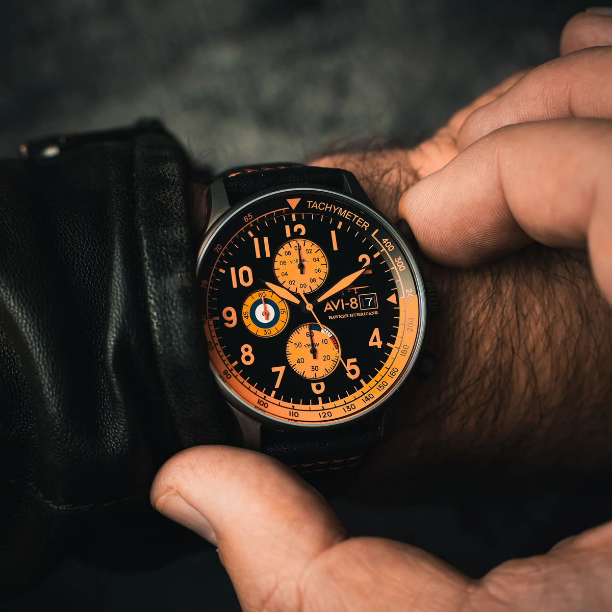 AVI-8 Hawker Hurricane Men's Black Gun Chronograph Watch, view 3