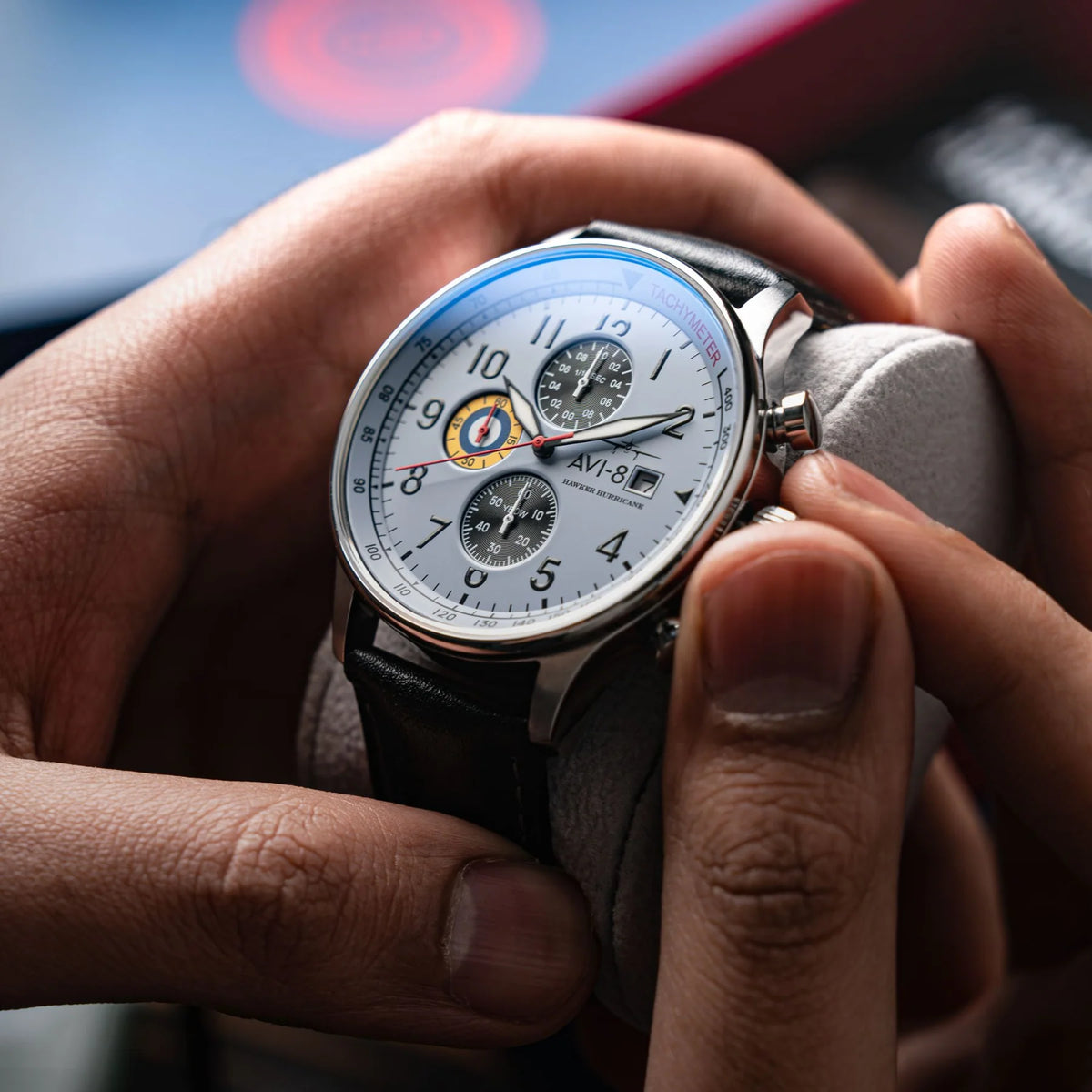 AVI-8 Hawker Hurricane Classic Chronograph White Black Watch, view 2