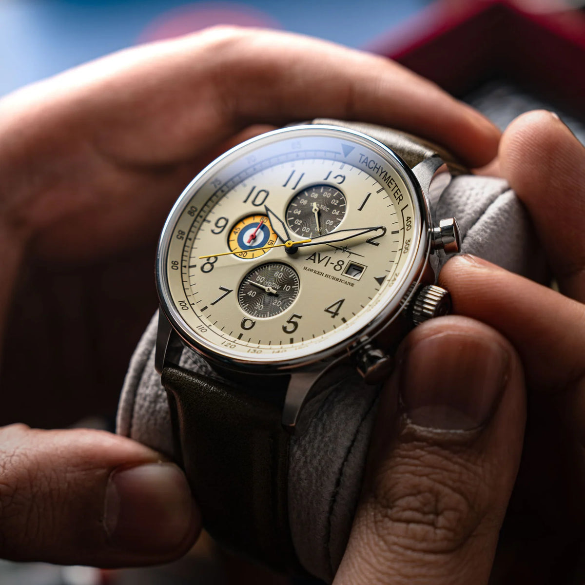 AVI-8 Hawker Hurricane Classic Chronograph Khaki Green Watch, view 2