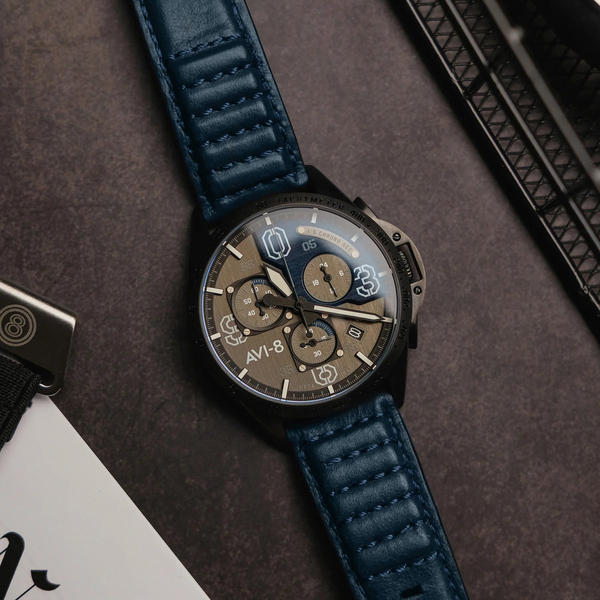 AVI-8 P-51 Mustang Blakeslee Men's Blue Chronograph Watch, view 2