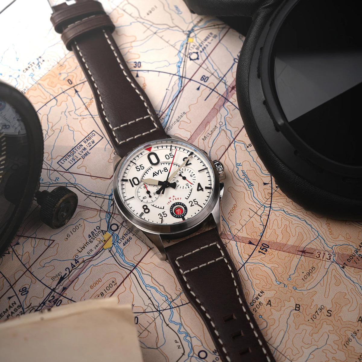 AVI-8 Spitfire Lock Chronograph Aircraft White Watch, view 2