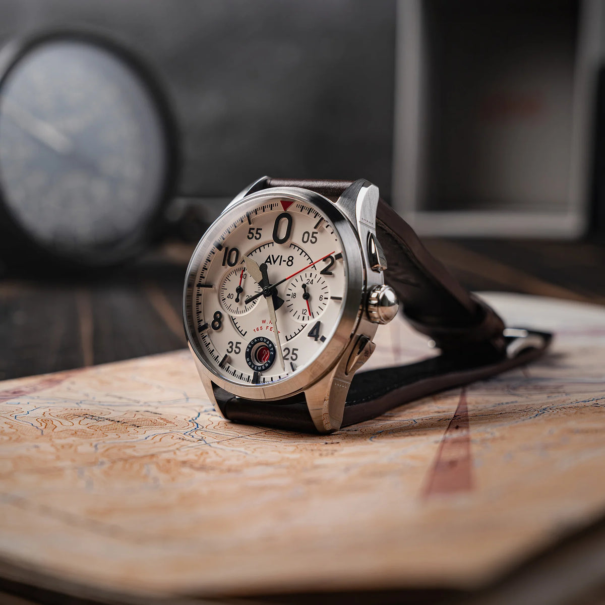 AVI-8 Spitfire Lock Chronograph Aircraft White Watch, view 3