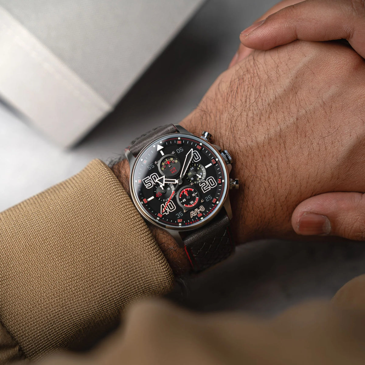 AVI-8 Hawker Typhoon Coningham Men's Black Grey Chronograph Watch, view 2