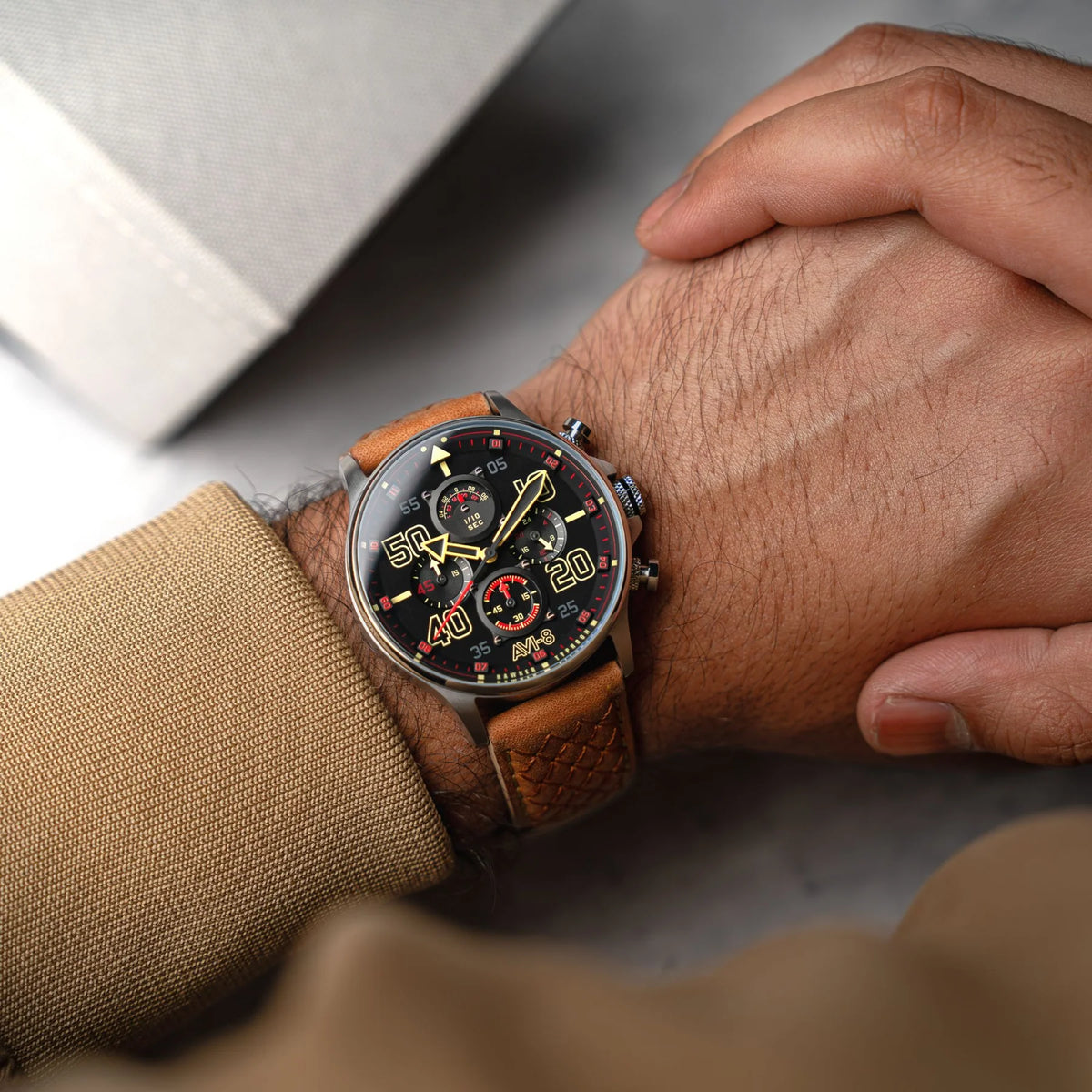 AVI-8 Hawker Typhoon Coningham Men's Black Brown Watch, view 2