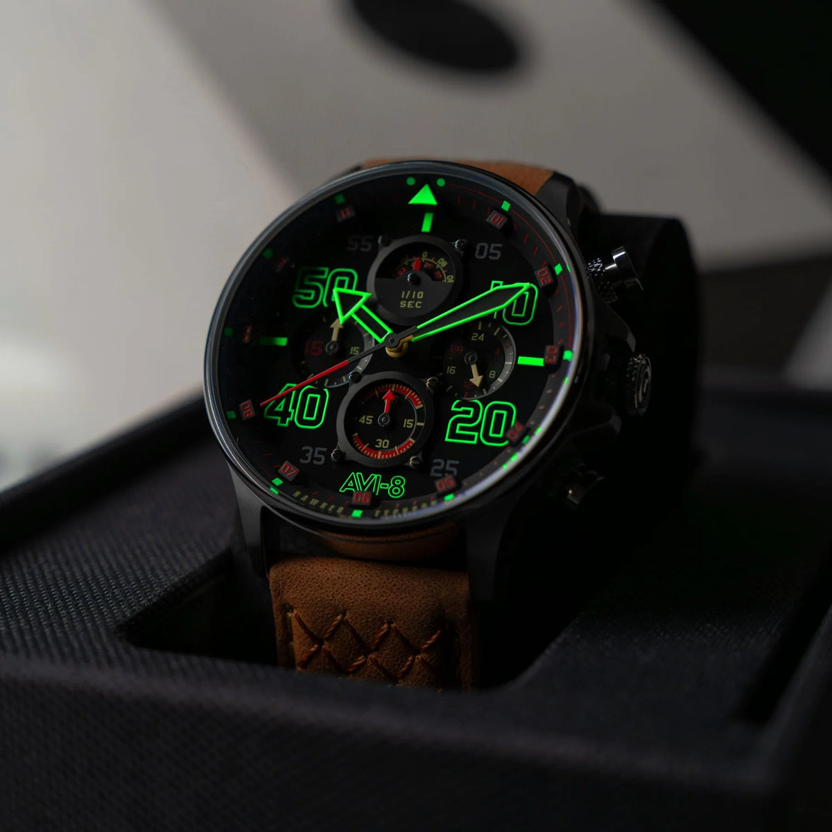 AVI-8 Hawker Typhoon Coningham Men's Black Brown Watch, view 3