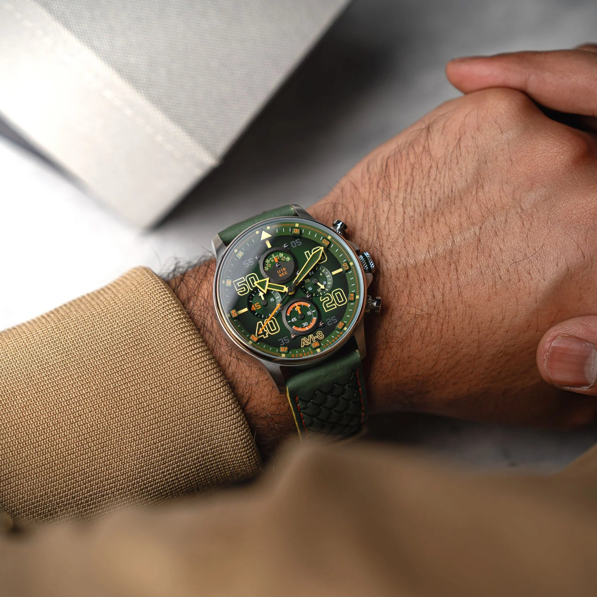 AVI-8 Hawker Typhoon Coningham Men's Green Chronograph Watch, view 2