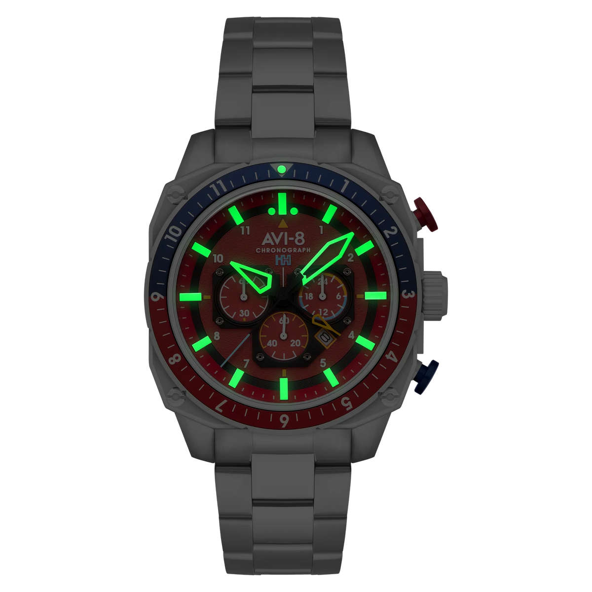 AVI-8 Hawker Hunter Atlas Men's Red Dual Time Watch, view 3
