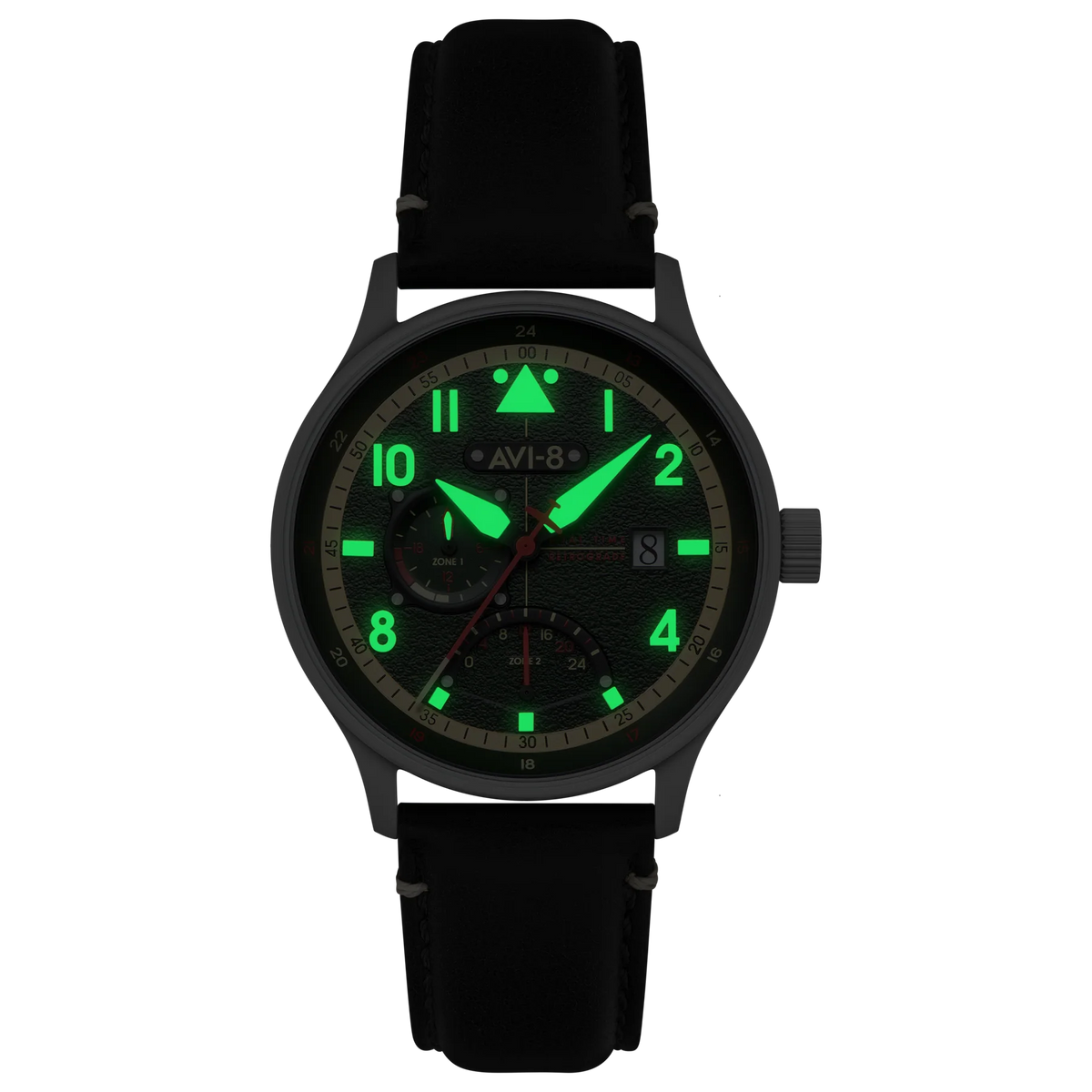 AVI-8 Hawker Hurricane McKellar Men's Green Dual Time Watch, view 2