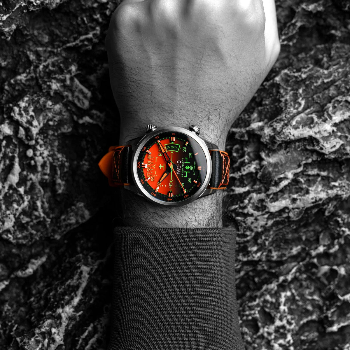 AVI-8 Hawker Harrier HUD Men's Orange Black Automatic Watch, view 2