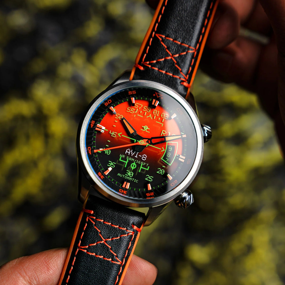 AVI-8 Hawker Harrier HUD Men's Orange Black Automatic Watch, view 3