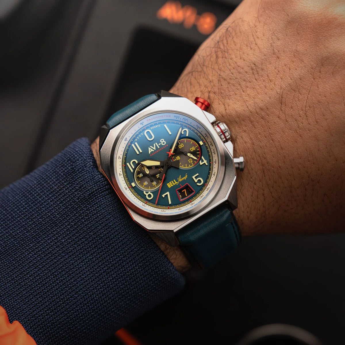 AVI-8 Bell X-1 Machbuster Men's Blue Chronograph Watch, view 2