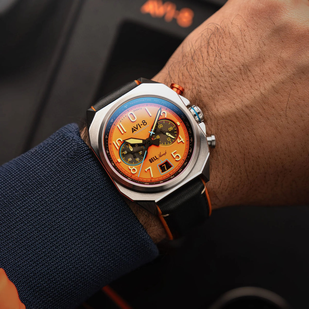 AVI-8 Bell X-1 Machbuster Men's Orange Black Chronograph Watch, view 2