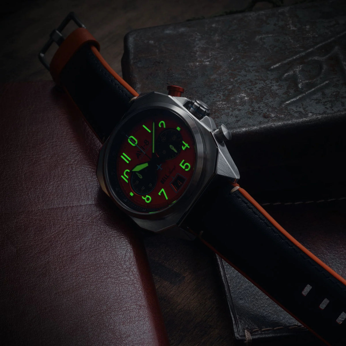 AVI-8 Bell X-1 Machbuster Men's Orange Black Chronograph Watch, view 3