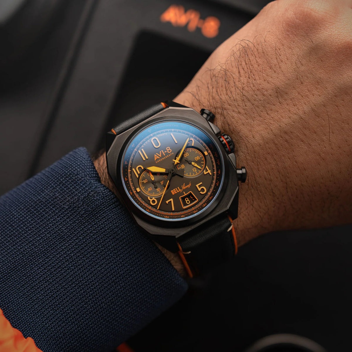 AVI-8 Bell X-1 Machbuster Men's Black Chronograph Watch, view 2