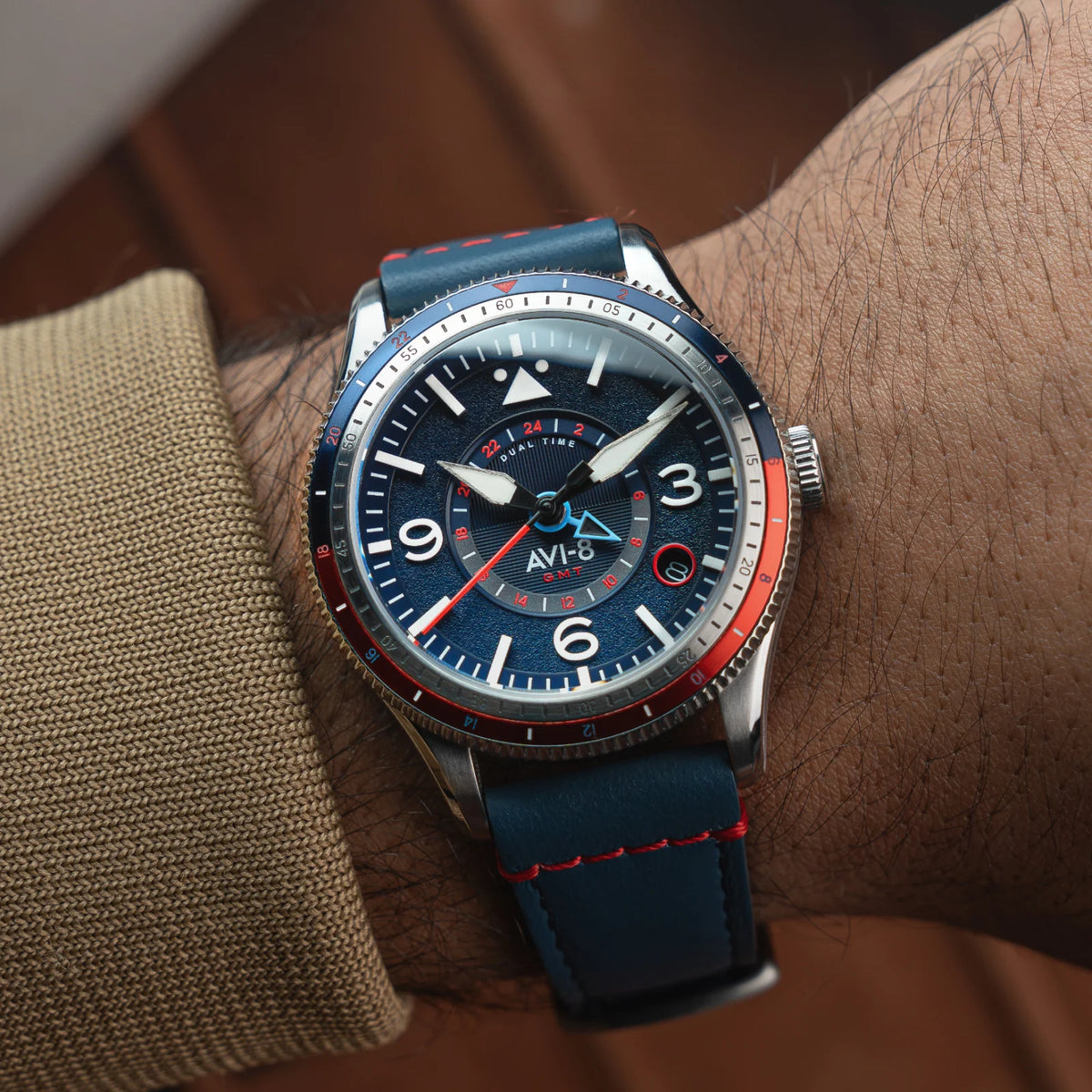 AVI-8 Airmaster GMT Men's Blue Automatic Watch, view 2