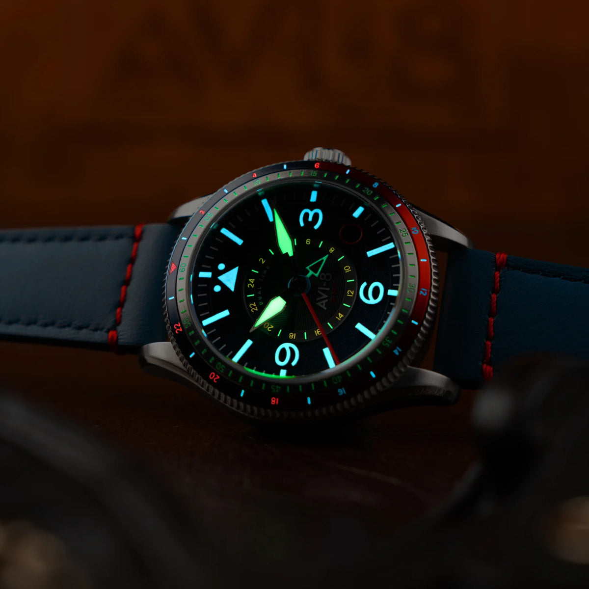 AVI-8 Airmaster GMT Men's Blue Automatic Watch, view 3