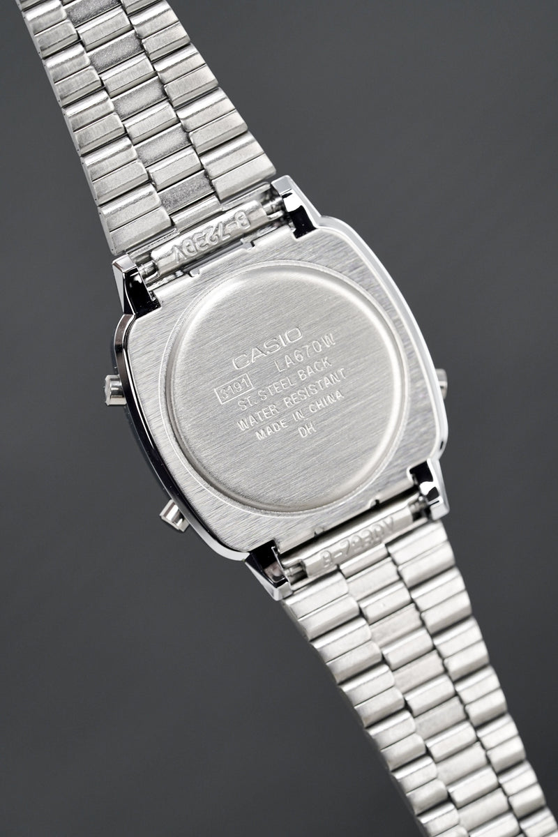 Casio stainless steel back water resistant outlet