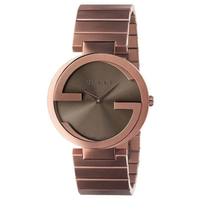 Gucci Interlocking G Quartz Brown Dial Brown Steel Strap Watch for Women -  YA133317