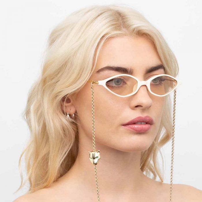 Alessandra Rich AR3C4SUN Cream Gold Cat-Eye Designer Sunglasses