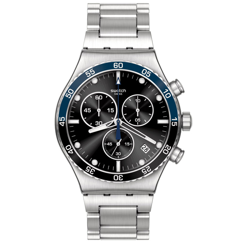 Chronograph Watch - Swatch Dark Blue Irony Unisex Watch YVS507G