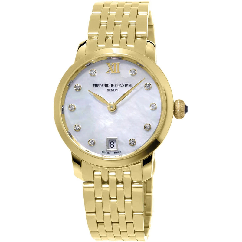 Frederique Constant Slimline Ladies Gold Watch FC-220MPWD1S25B