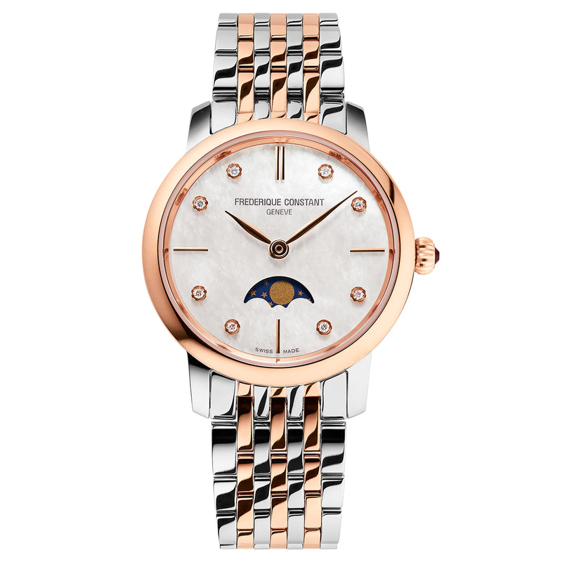 Analogue Watch - Frederique Constant Ladies Fc Slimline Moonphase Two-Tone Watch FC-206MPWD1S2B