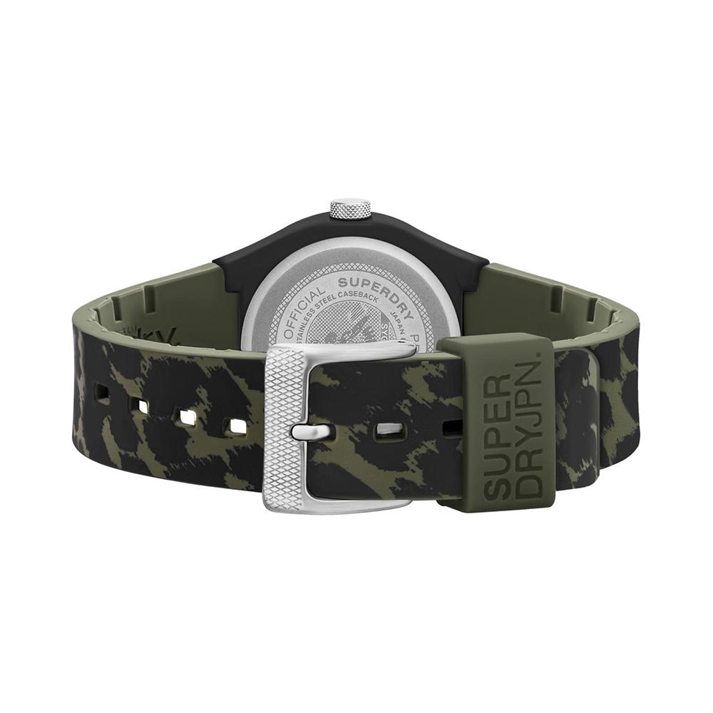 Ladies Urban Leopard Green-Black Rubber Strap Superdry Watch 