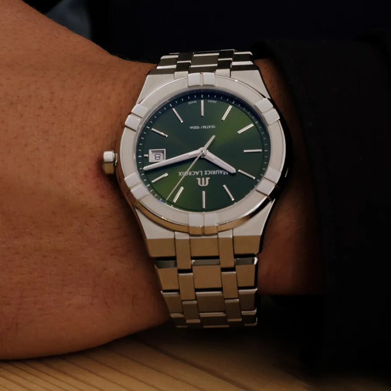 Analogue Watch - Maurice Lacroix Men's Green Aikon Quartz Watch AI1108-SS002-630-1