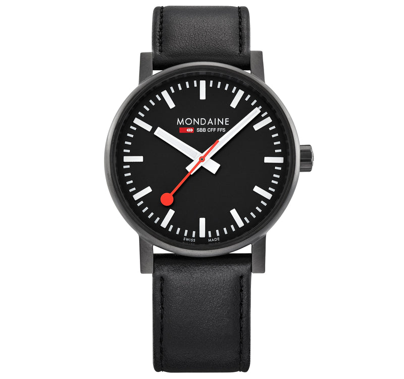 Analogue Watch - Mondaine Evo2 Unisex Black Watch MSE.40121.LB