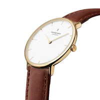Analogue Watch - Nordgreen Native Brown Leather 32mm Gold Case Watch