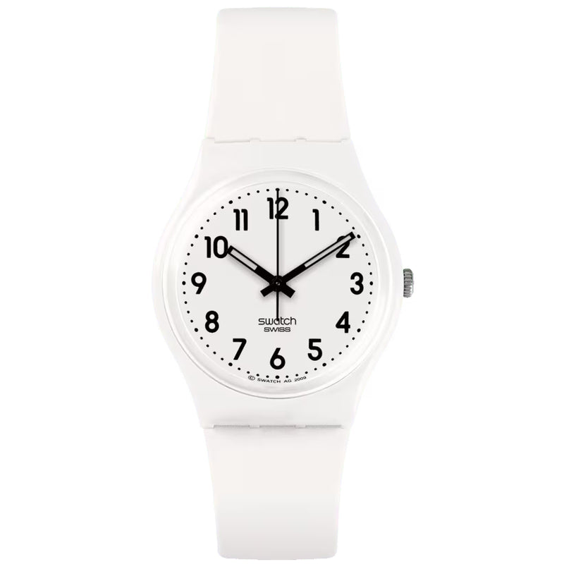 Analogue Watch - Swatch Justs White Soft Ladies White Watch SO28W107-S14