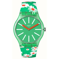 Analogue Watch - Swatch Meadow Flowers Ladies Green Watch SO29G104