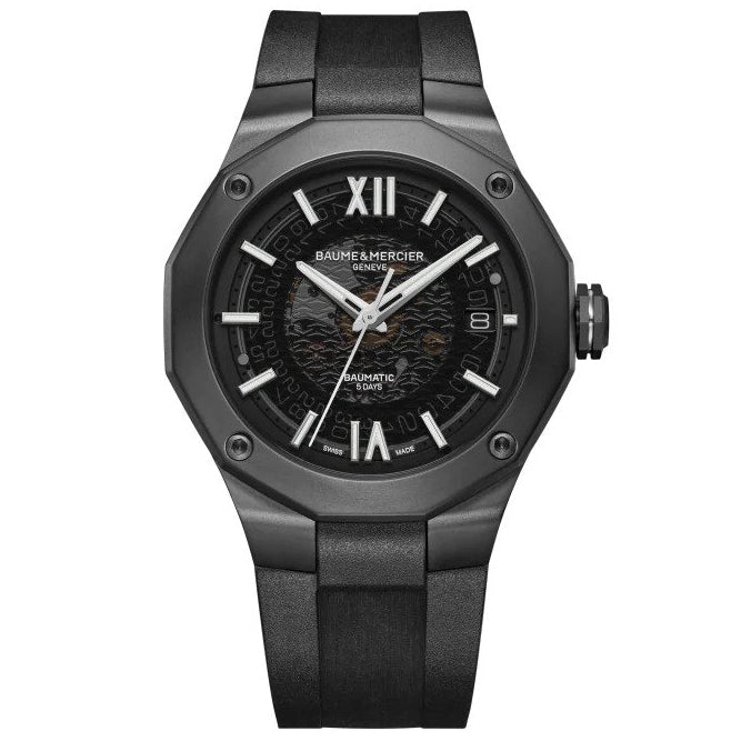 Automatic Watch - Baume Mercier Men's Black Riviera Watch BM0A10617
