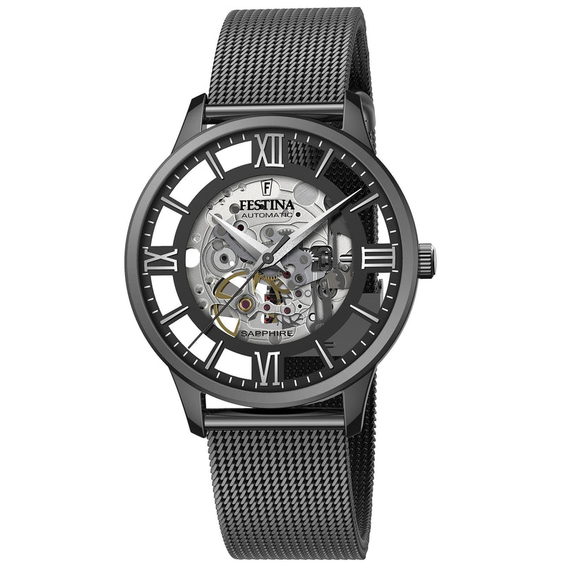 Automatic Watch - Festina F20535/1 Men's Black Automatic Skeleton Watch