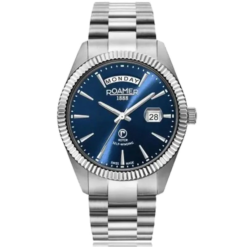 Automatic Watch - Roamer Men's Blue Primeline Daydate Mechanical Watch 981662 41 45 90