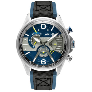 Chronograph Watch - AVI-8 Admiral Blue Steel Hawker Harrier Chronograph Watch AV-4056-01