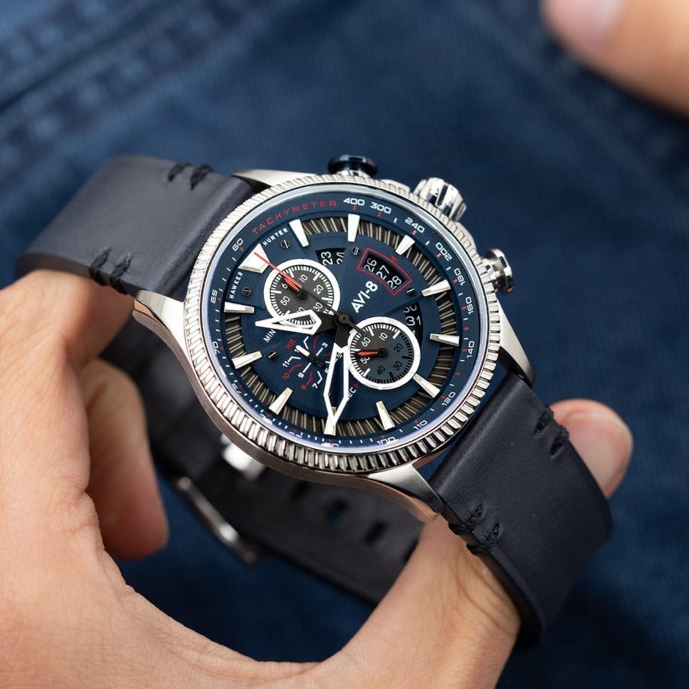 AVI-8 Hawker Hunter Avon Orologio Automatico Uomo 44mm, Quadrante Scheletrato, Cinturino Acciaio, Modello AV-4078 - 6