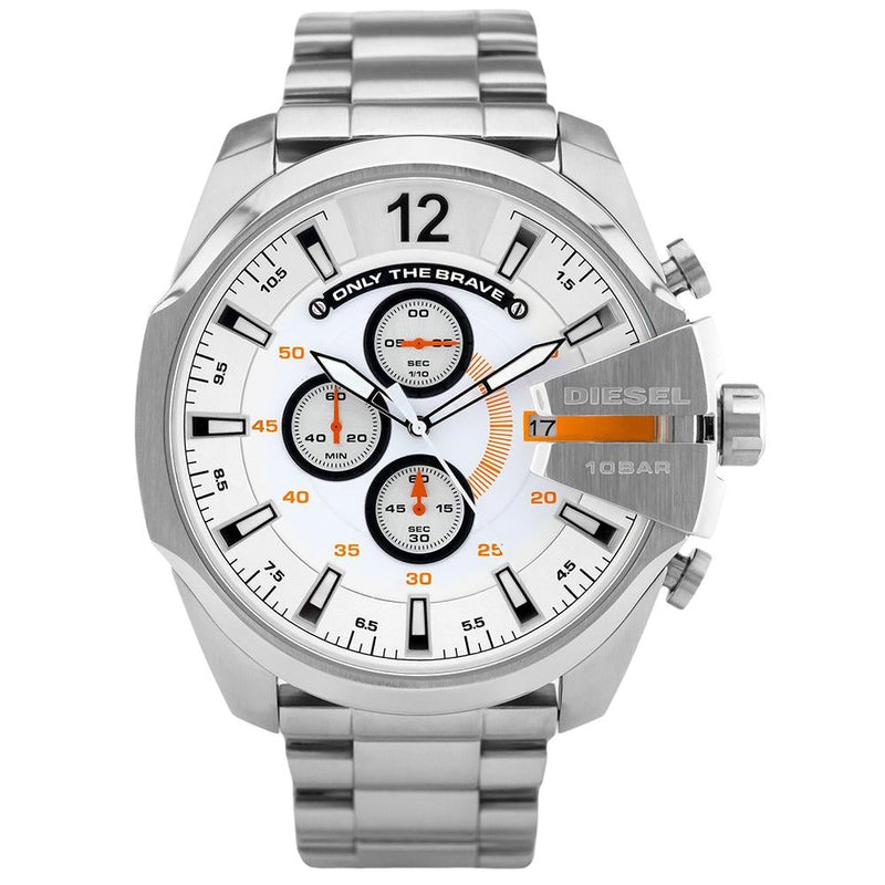 Chronograph Watch - Diesel DZ4328 Men's Silver Mega Chief Chronograph Watch