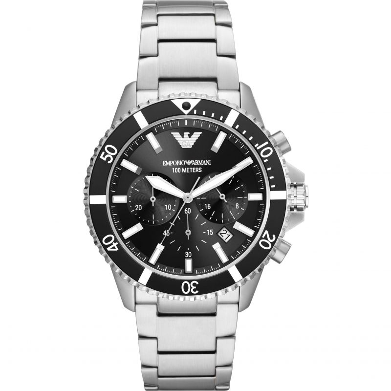 Chronograph Watch - Emporio Armani AR11360 Men's Diver Chronograph Steel Watch