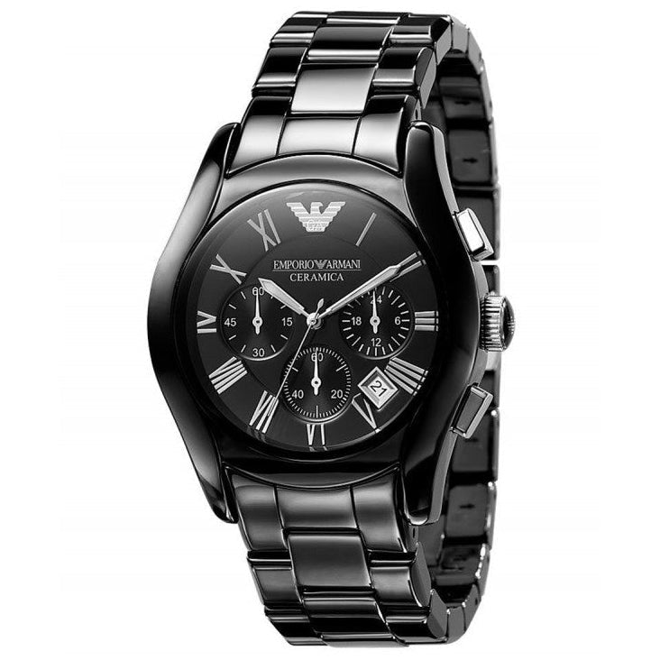 Chronograph Watch - Emporio Armani AR1401 Ladies Chronograph Ceramica Black Watch
