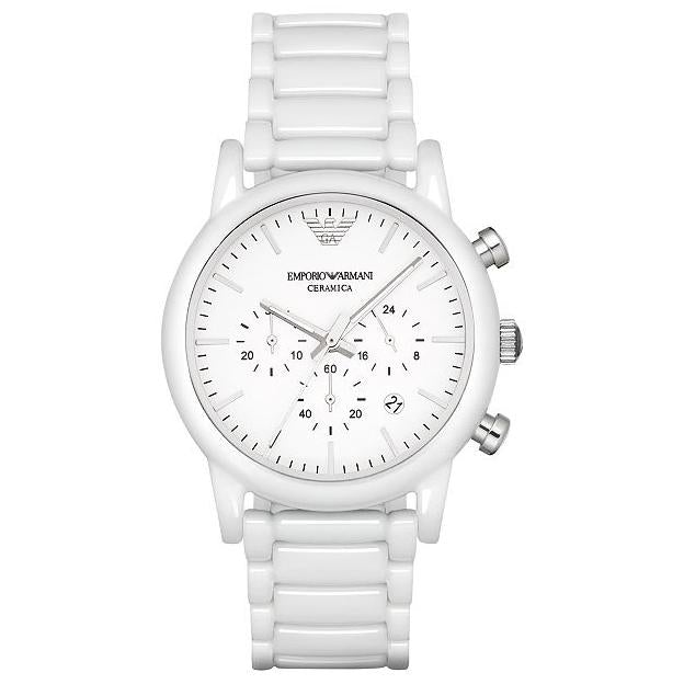 Chronograph Watch - Emporio Armani AR1499 Men's White Chronograph Watch