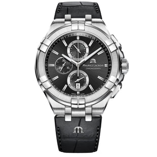 Chronograph Watch - Maurice Lacroix Men's Black Aikon Chronograph Watch AI1018-SS001-330-1