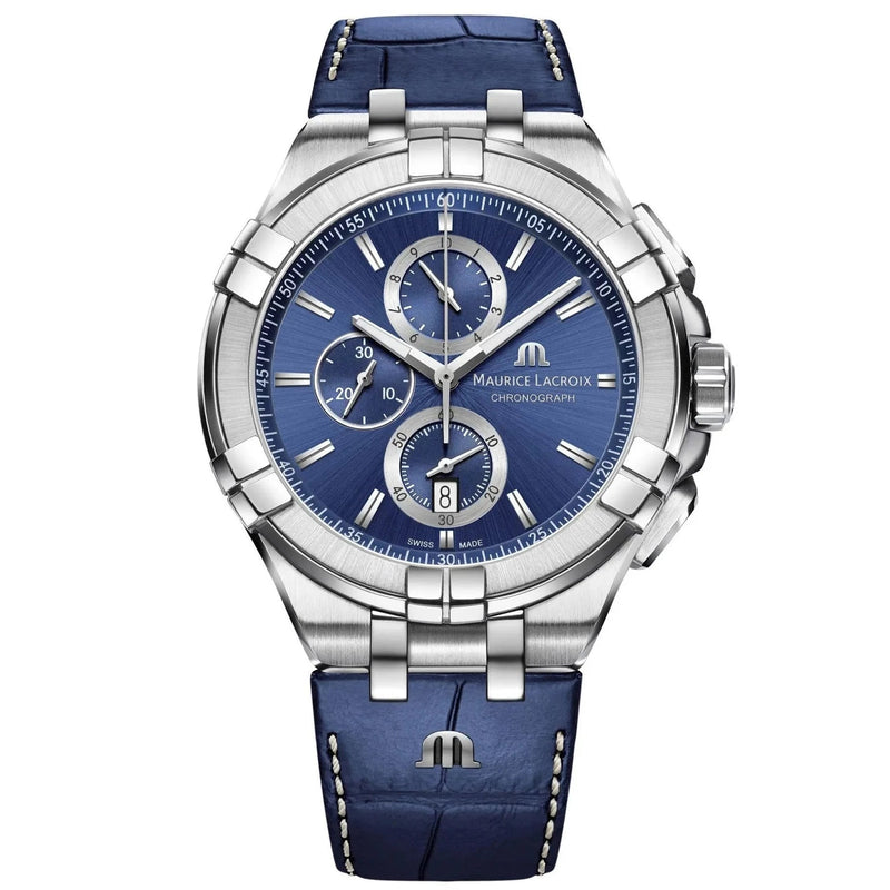 Chronograph Watch - Maurice Lacroix Men's Blue Aikon Chrono Watch AI1018-SS001-430-1