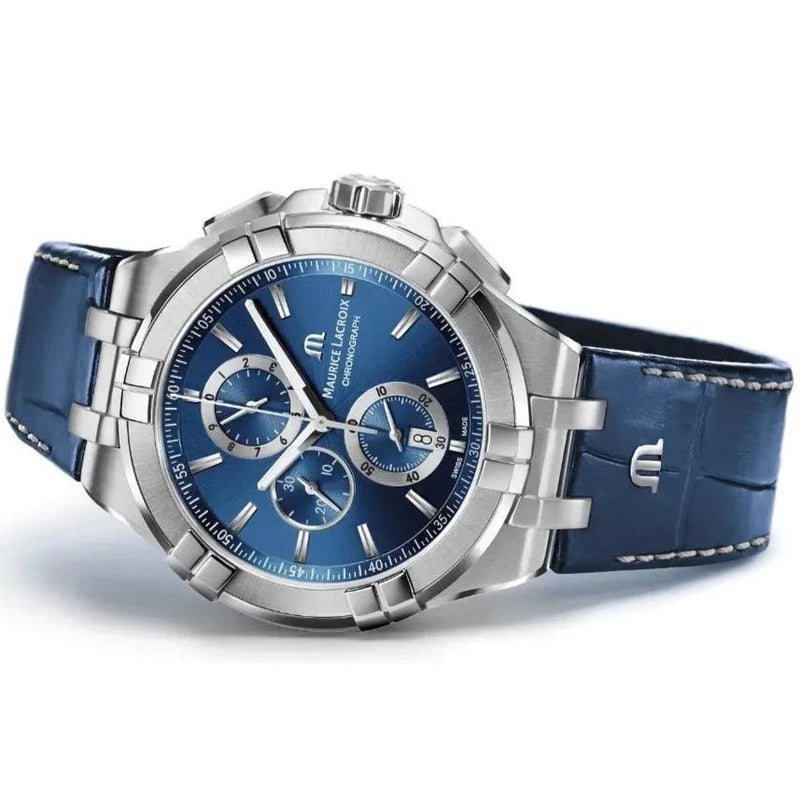 Chronograph Watch - Maurice Lacroix Men's Blue Aikon Chrono Watch AI1018-SS001-430-1