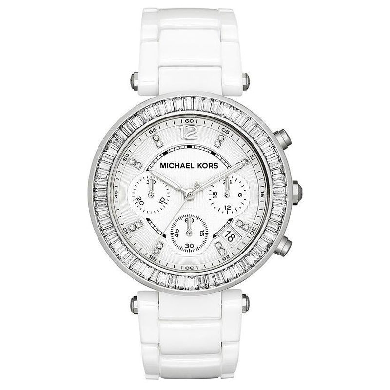 Chronograph Watch - Michael Kors MK5848 Ladies Parker White Glitz Watch