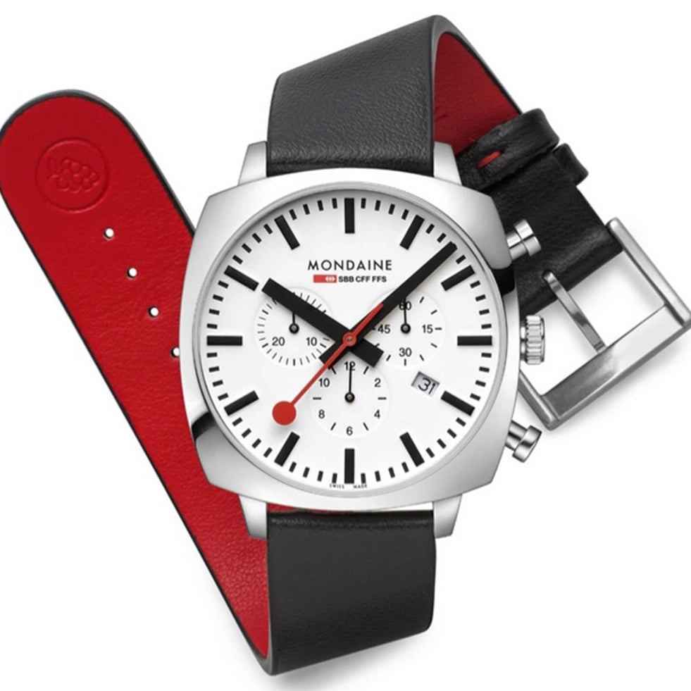 Mondaine Grand Cushion Chrono Square Men s Black Watch MSL.41410